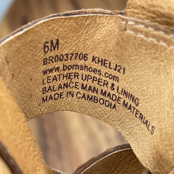 Born Sandals Womens Size 6 M Brown Leather Strappy Wedges Casual Shoes Comfort - Picture 8 of 9